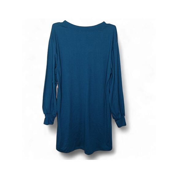 New with Tags Three Dots Moonlit Ocean V-Neck Long Sleeve Tunic Top Size M Blue - Picture 3 of 13